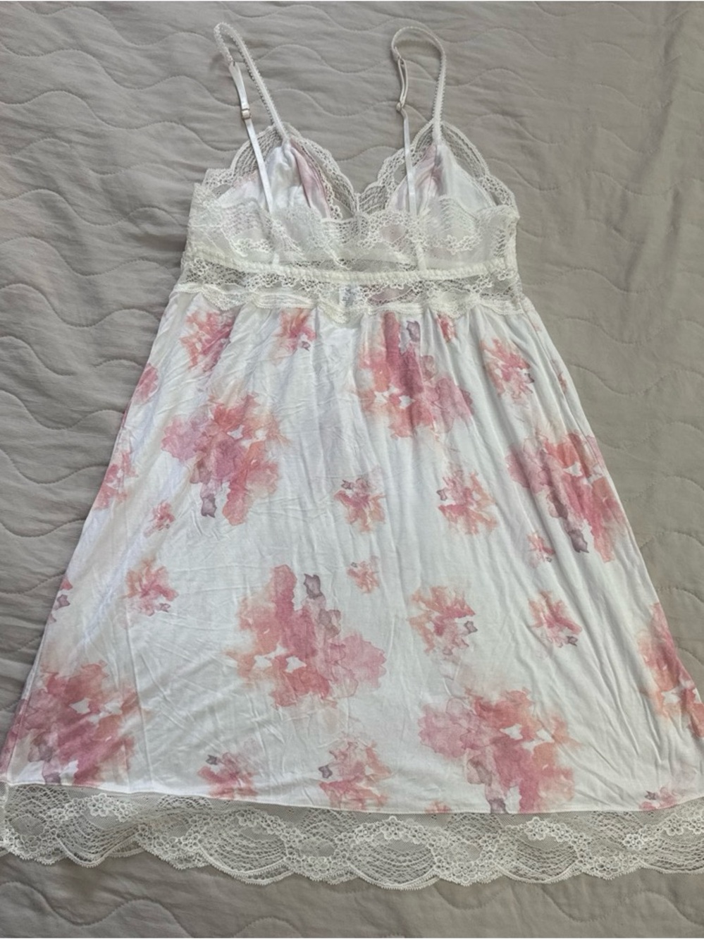 Eberjey White Chemise with Pink Floral Watercolor Print - Picture 2 of 3